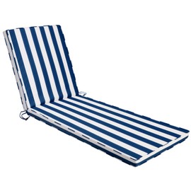 Iheqard Chaise Lounge Cushions Outdoor, 71"x22"x3" Patio Lounge Chair Furniture Cushions with Washable Covers for Pool, Patio, Lawn (Blue+White Stripes, 1 Pcs)