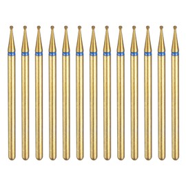 sourcing map 13pcs 120-140 Grits Diamond Grinding Bit 1mm Ball Head 2.35mm Shank 1mm Length Titanium Plated Stone Sanding Drill Bits Rotary Tool for Nails Grinding Polishing