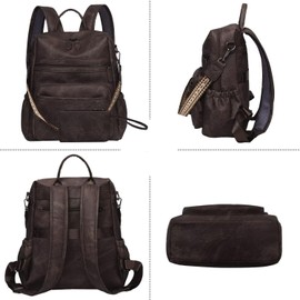 WYFJNX Women Backpack Purse Bag PU Leather Travel Backpack Purse for Women Ladies Shoulder Bags Satchel Handbag 2 Piece Coffee