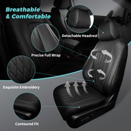 FEINEPRO Seat Covers for Honda CRV 2023 2024 2025 EX-L/EX/LX/Sport/Touring/Special Edition Hybrid & Gas 1:1 Custom Leather Seat Covers Full Set - Back