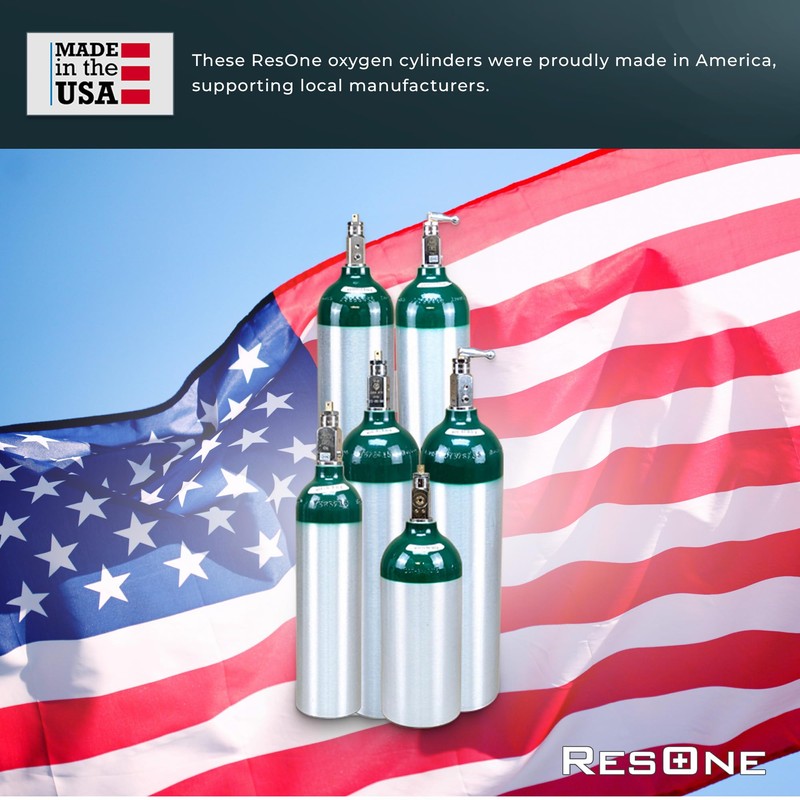 ResOne Portable Aluminum Medical Oxygen Cylinder, D Size, with CGA-870