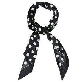 Allegra K Women's Long Scarf, Neckerchief, Thin, Hair Ornament, Polka Dot, Ribbon Scarf, Headband, Black