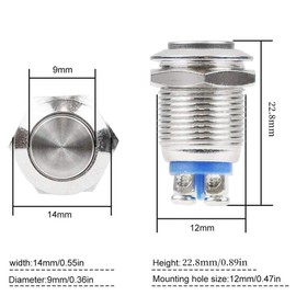 Small Momentary Switch 12 V Waterproof Metal 12 mm Start Button Momentary Switch Electric Switch