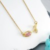 Generic 14k Yellow Gold Pink Zircon Tulip Pendant Necklace, Women's