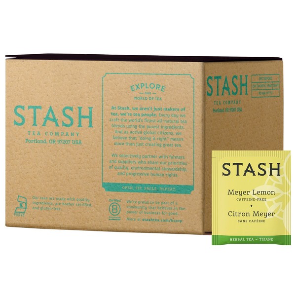 Stash Tea Meyer Lemon Herbal Tea - Naturally Caffeine Free, Non-GMO Project Verified Premium Tea with No Artificial Ingredients, 100 Count (BULK PACKAGING)
