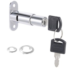 uxcell Drawer Desk Wardrobe Cabinet Push Plunger Lock, 3/4" Cylinder Diameter 1-1/2" Cylinder Length, Zinc Alloy Chrome Finish, Keyed Alike 2Pcs