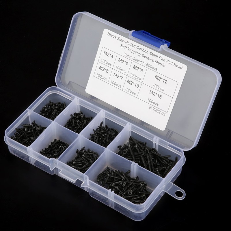 800pcs M2 Carbon Steel Countersunk Screw Cross Screw Self Tapping