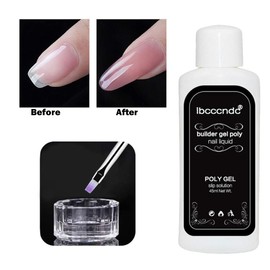 Slip Solution Poly Gel, Quick Nail Poly Gel Slip Solution with Brush + Crystal Cup, Nail Extension Kit Acrylic Liquid Poly Gel Slip Solution for Nails Art DIY