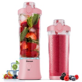 Pink Portable Blender - 270W USB Rechargeable, 20 oz BPA-Free Cup & Travel Lid for Shakes & Smoothies