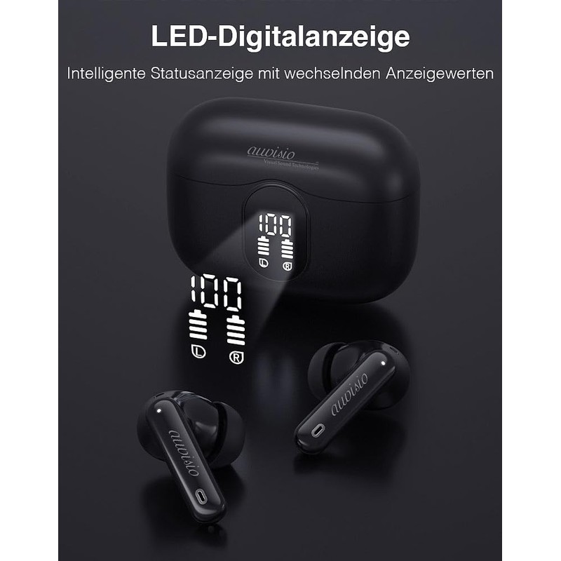 auvisio Commuter Headphones: Wireless In-Ear Headphones with Charging Case, Noise