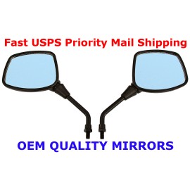 Hoosier Garage Pair of Black Square Head Motorcycle Mirrors - Kawasaki KLR250 KLR600 KLR650