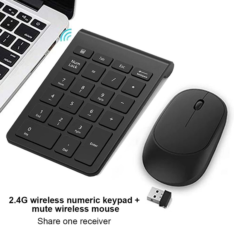 GOWENIC Combo de Teclado y Mouse Inalámbricos, Teclado Numérico Ergonómico
