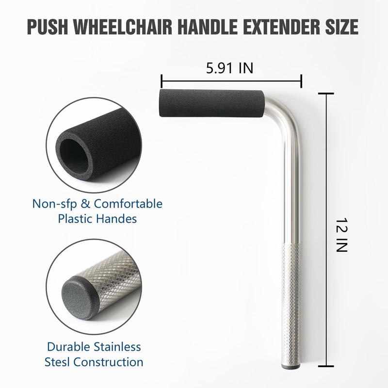 Push Wheelchair Handle Extender (300lbs Weight Capacity), Universal Wheelchair Accessories