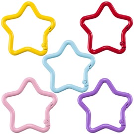 Isslly 5 PCS Star Carabiner, Zinc Alloy Heavy Duty Star Shaped Keychain Clip, Carabiner Clip for Camping, Hiking, Fishing- 5 Colors