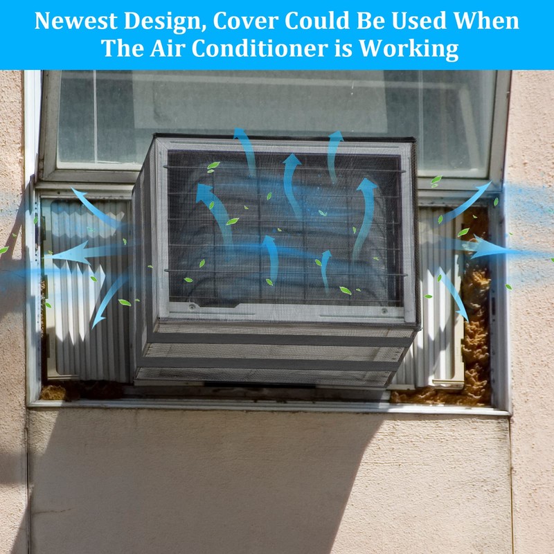 Luxiv Newest Design Mesh Window Air Conditioner Cover Outdoor, Support