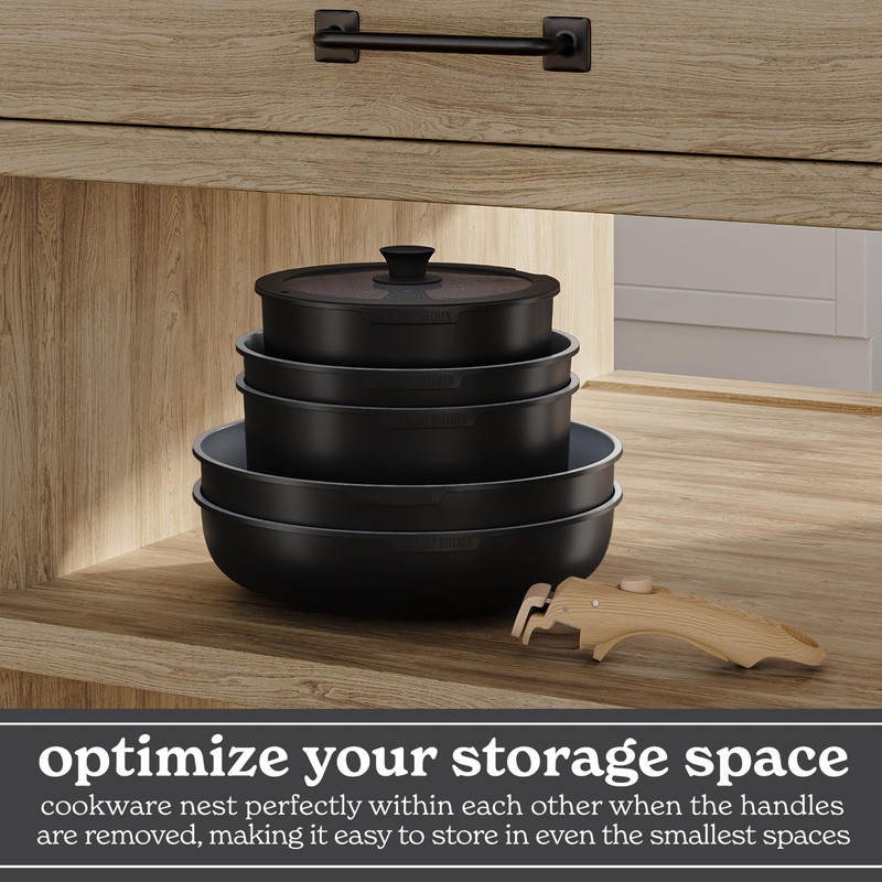 Country Kitchen Cookware Set with Removable Handle, Oven & RV