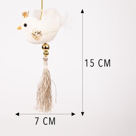 White Robin Bird 7x13cm - Christmas Tree Hanging Decorations Festive Decorative Ornaments Fairy Tale Themed Xmas Tree Pendant