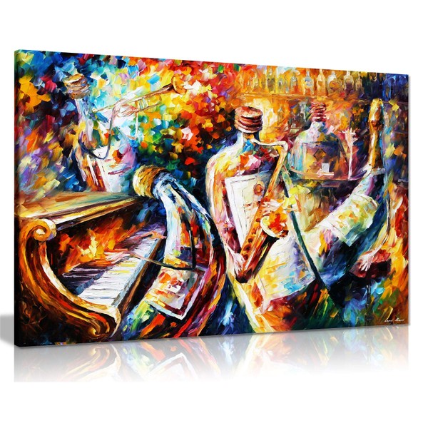 Bottle Jazz by Leonid Afremov Canvas Wall Art Picture Print