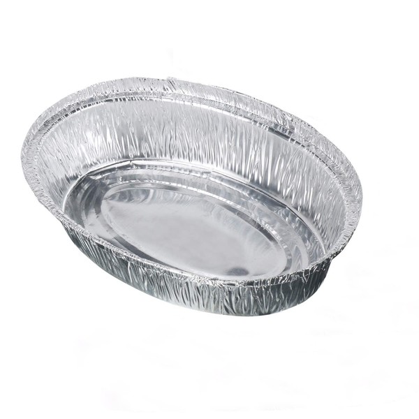 Aluminium Foil Oval Baking Tray with Paper Lid [200Pcs] Silver Disposable Foil Pie Dishes Oval Foil Containers Reusable Foil Trays - 600ml