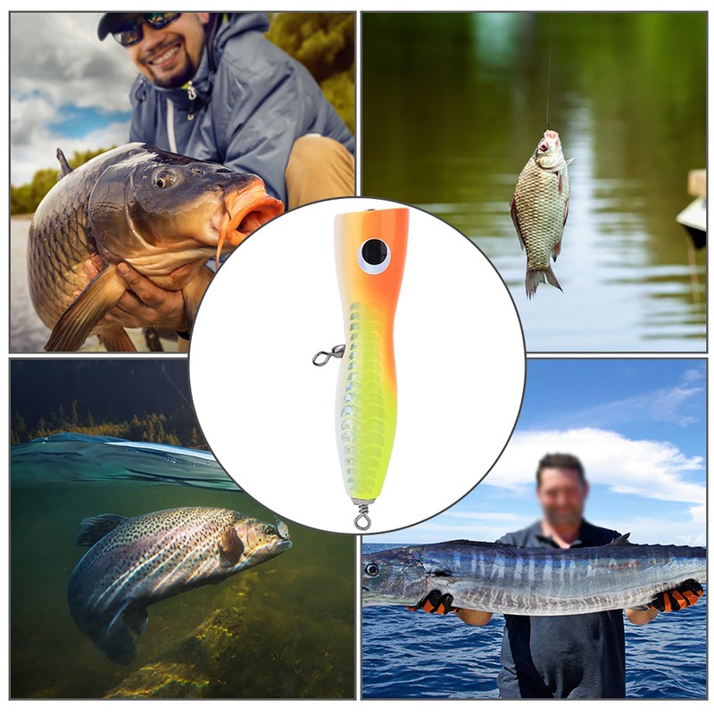 Wooden Large Artificial Popper Fish Lure Topwater Simulation Bait Sea