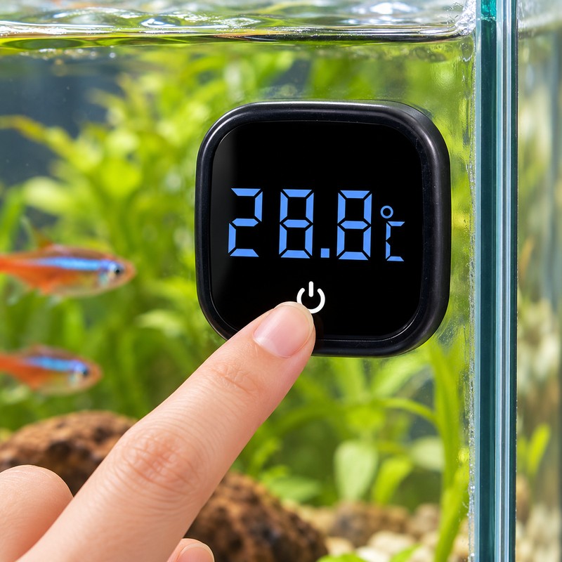 Digital Aquarium Thermometer for Fish Tanks – Touch-Switch Temperature Display