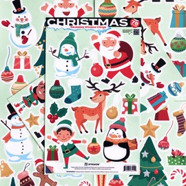 Stickios Xmas Window Clings - 78 Unique Christmas Character Stickers - Removable, Reusable Christmas Decorations - for Windows & Nonporous Surfaces