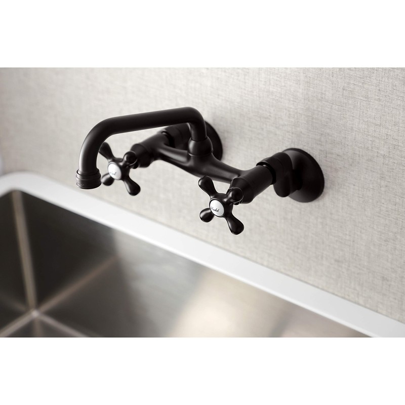 Kingston Brass KS213ORB Victorian Two Handle Wall Mount Kitchen Faucet,