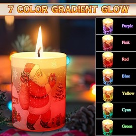 Christmas Scents Candles Festive Scented Candle Jars with Color Changing Light, 7.6Oz Soy Wax Fir & Cedarwood Fragrance, Christmas Candles for Holiday Decor(Santa Claus)
