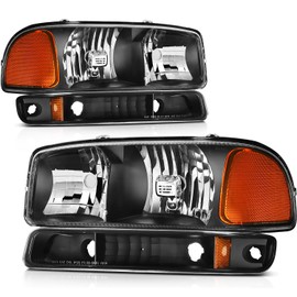 Ineedup Headlight Assembly Fit for GMC Sierra 1500 1999-2006,for GMC Sierra 1500 Classic 2007,for GMC Sierra 1500 HD 2001 2003 2005-2006,for GMC Sierra 1500 HD Classic 2007 Front Outside Headlamps