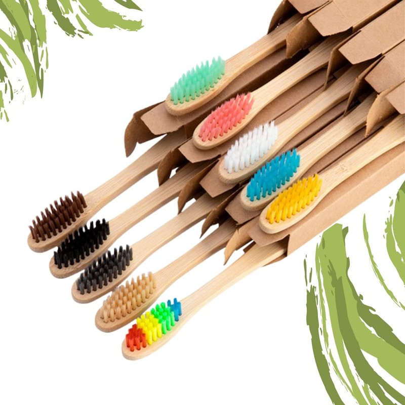 Veraly Cepillos de Dientes de Bambú Biodegradables con Caja 10