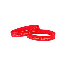 Jesus Saves - Jesus Loves Me Christian Silicone Bracelets (Pkg of 12)