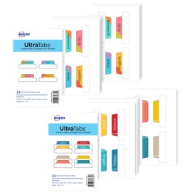 Avery Ultra Tabs Bundle, Student and School Subject Tabs, 2.5" x 1" Margin Tabs, 2-Side Printed, 48 Sticky Tabs (74903)