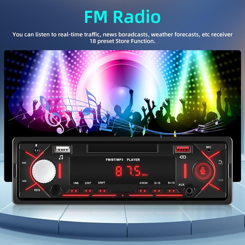 NHOPEEW 1 DIN Car Radio with Bluetooth - 1 DIN