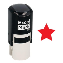 Round Teacher Stamp - Solid Star - RED Ink