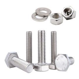 JDMA Pack of 60 M8 x 20 Stainless Steel Hexagon Screws with Nuts and Washers Hexagonal Screws Machine Screws Thread Screws DIN 933, Hexagonal Screw with Pure Thread