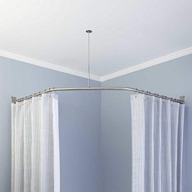 Naiture Stainless Steel 18-1/2" X 26" X 18-1/2" Neo-Angle Shower Curtain Rod with Ceiling Support, Black Finish