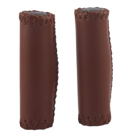 MAGT Bicycle Grips, 1 Pair Faux Leather Bicycle Handlebar Grips Retro Bicycle Handlebar Grips Ergonomic Bicycle Grip Cover for 22.2 mm Handlebars (Coffee)