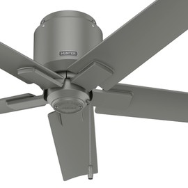 Hunter Fan 44 Inch Low Profile Matte Silver Finish Outdoor Ceiling Fan With 5 Blades and Pull Chain (Renewed)