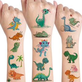 Deen Children's Tattoo, Dinosaur Tattoos, Temporary Tattoos Set, 10 Sheets, Dinosaur Children's Tattoos Stickers for Boys Girls Children Party Play Children's Birthday Party Bags