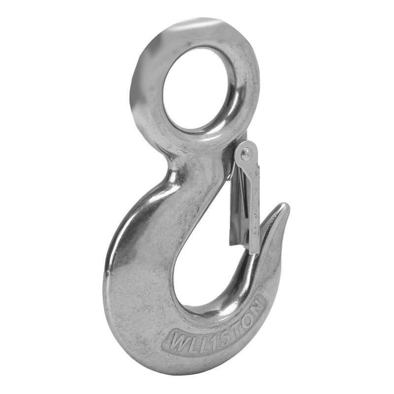 2pcs 1.5 Tons Eye Slip Hook with Safety Latch Stainless