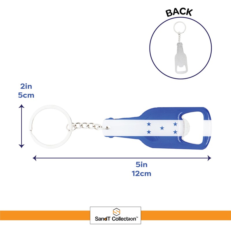Honduran Flag Beer Bottle Opener Keychain - 1 Piece