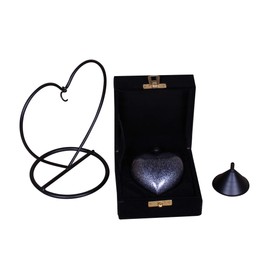 UrnsWithLove Cremation keepsake urn for ashes Heart in my heart Exclusive Protected Design With Box & Stand (Grey Pattern)