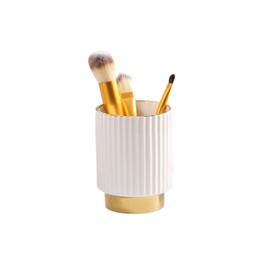 Nwvuop Ceramic Makeup Brush Holder, Cosmetic Organiser Make Up Brush Pot Orgnaiser for Vanity Dressing Table(White)