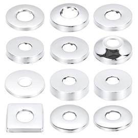 2 pcs Diameter 25 mm (3/4 Inch) Tap Rosette Stainless Steel Chrome-Plated Pipe Cover, Tap Rosette Cover for Showers, Taps, Radiators etc. (Silver, 60 x 18)