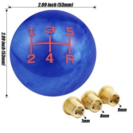 Padaodao 5 Speed Gear Knob Blue Shift Stick Head with 3 Adapters Fit for Most Transmission Vehicles SUV Trucks