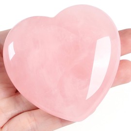 XIANNVXI 60 mm Rose Quartz Heart Stone Large Rose Quartz Crystals Pink Heart Made of Gemstones Hearts Worry Stone Heart Love Natural Stones