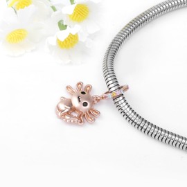 Tufeney Axolotl Bead Charm for Jewelry Making - 925 Sterling Silver CZ Mexican Axolotl Dangle Charms Animal Gifts for Women Necklace & Bracelet