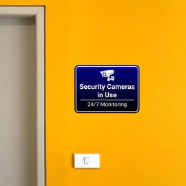 Classic Framed Plus Security Cameras in Use – 24/7 Monitoring Door or Wall Sign | General Security Notices - Medium