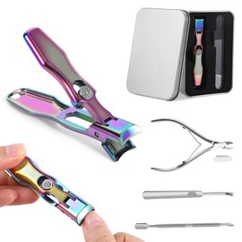 Lux German Grip Nail Clippers for Men Women, Colorful Professional Stainless Steel Heavy Duty Sharp Toe Nail Clippers Set for Seniors Nail Cutter, Nail Clippers Kit for Thick Curved Ingrown Toenails