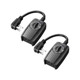 DEWENWILS Outdoor Light Timer Dusk to Dawn, Weatherproof, Plug in Timer for Garden Holiday String Light, 10A, UL Listed, 2 Pack